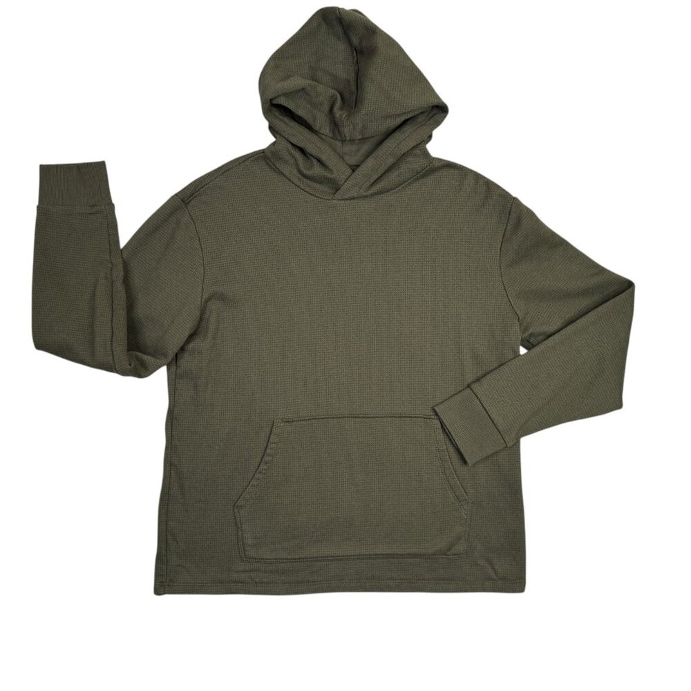 Express Textured Hoodie Mens Medium M Rosin Green Pullover Waffle Knit Soft